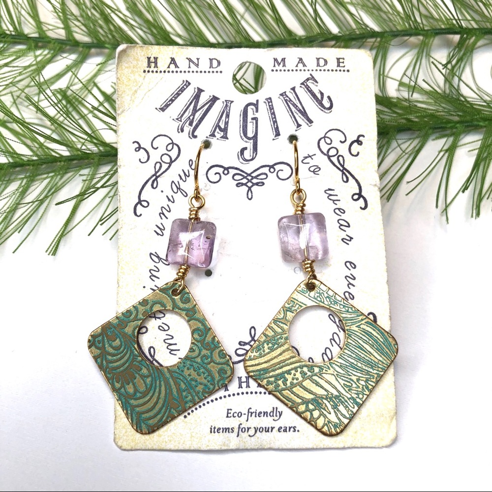 Handmade brass/bronze gold plated earrings
